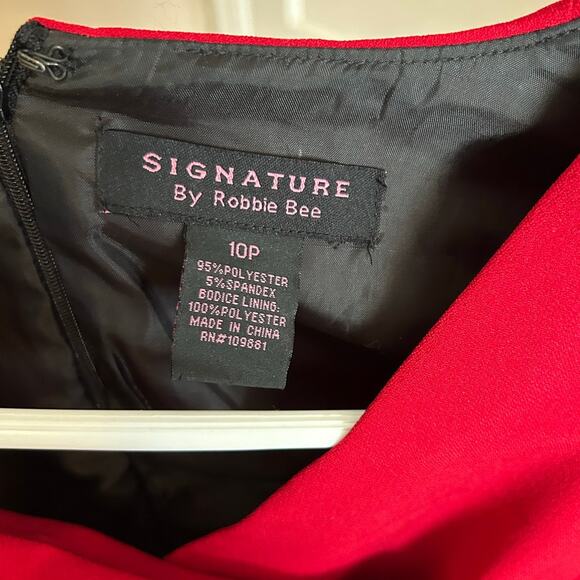 Signature by Robbie Bee Red Ruffle Sheath Dress Size 10P - Picture 8 of 13